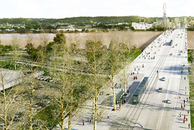 Rem Koolhaas, OMA, concept bridge, Pont Jean-Jacques Bosc, France, Bordeaux, Architecture, social design, competition winner, bridge for events,