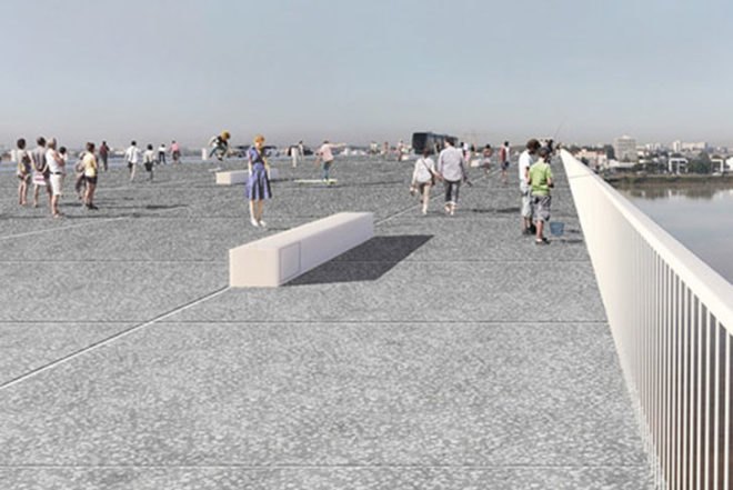Rem Koolhaas, OMA, concept bridge, Pont Jean-Jacques Bosc, France, Bordeaux, Architecture, social design, competition winner, bridge for events,