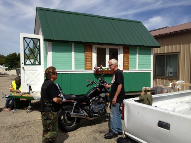 Occupy Madison Tiny Home, Tiny houses, small houses, houses for homeless, humanitarian design, recycled building materials, repurposed materials, reclamed wood homes, winsconsin tiny homes, Madison Tiny Homes