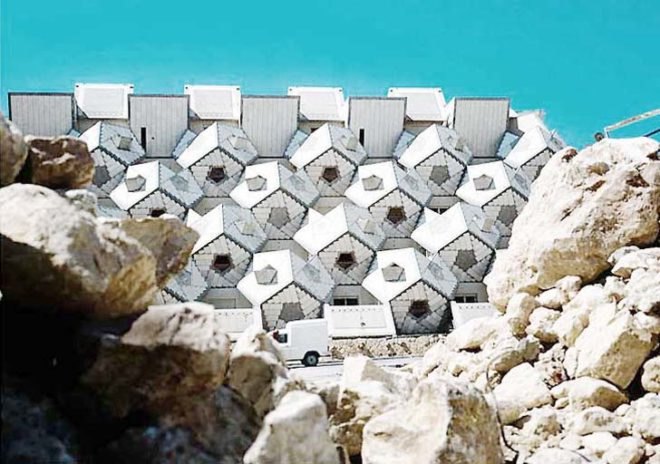 Zvi Hecker, Zvi Hecker Ramot Polin, Ramot Polin Jerusalem, Ramot Polin Israel, prefab housing Israel, social housing experiments, dodecahedrons architecture, architectural geometry, avant-garde architecture Israel, failed architecture, low income housing, social dwelling