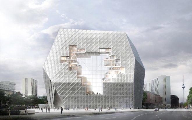 new media campus, axel springer, berlin wall, berlin, Büro Ole Scheeren, big, oma, rem koolhaas, office complex, flexible plan layout, collaborative cloud