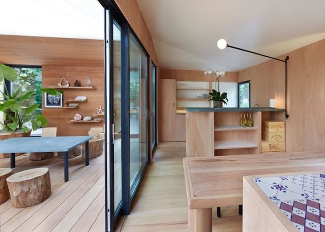 louis vuitton, charlotte perriand, modernist architecture, design miami, prefab, le corbusier, La Maison au Bord de l'Eau, iroko, okoume, the raleigh hotel, south beach