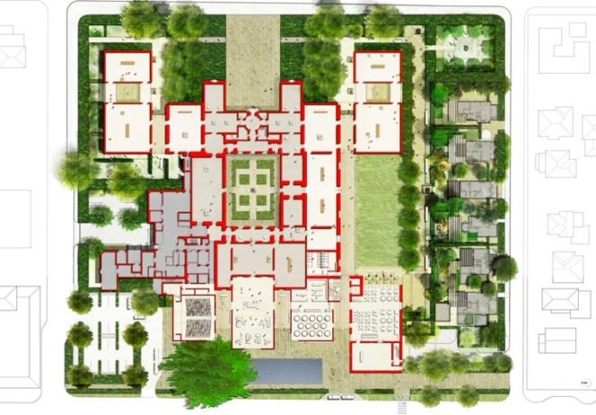 Norton Museum of Art, West Palm Beach, Foster + Partners, Lord Foster, Marion Sims Wyeth, shimmering metal roof canopy, transparent grand hall,