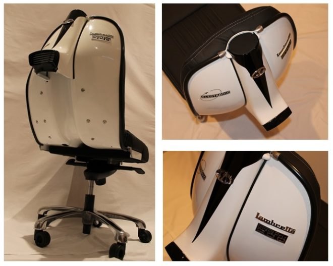 iconic design, lambretta chair, recycled lambretta, lambretta scooter, jim plester, recycled furniture,
