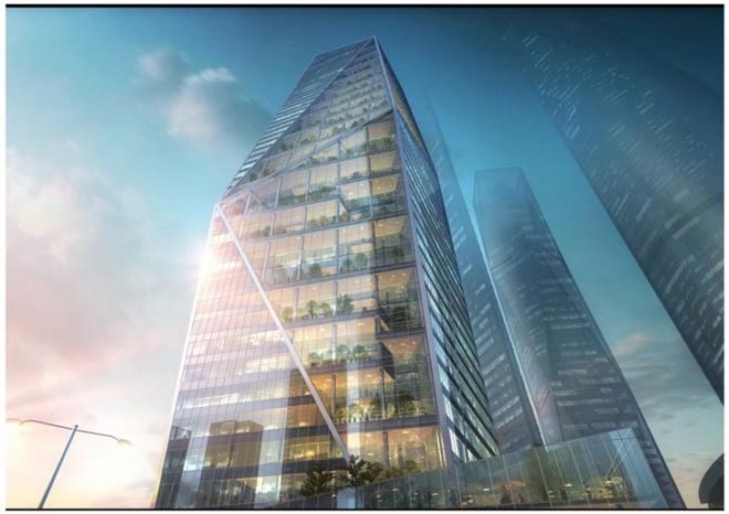 Yongsan International Business district architecture, Harmony Tower in Seoul, tower inspired by YunDeung, tower shaped like traditional Korean paper lanterns, vertical winter gardens, natural ventilation for offices, views over the Han River, Studio Daniel Libeskind,