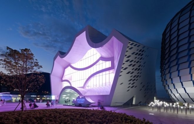 hyundai pavilion, hyundai, hyundai motor group, Yeosu, 2012 world expo, Unsangdong Architects, motion imagination, mechatronics, hyper matrix, kinetic landscape,