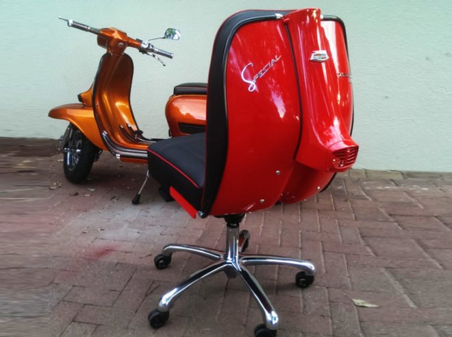 iconic design, lambretta chair, recycled lambretta, lambretta scooter, jim plester, recycled furniture,