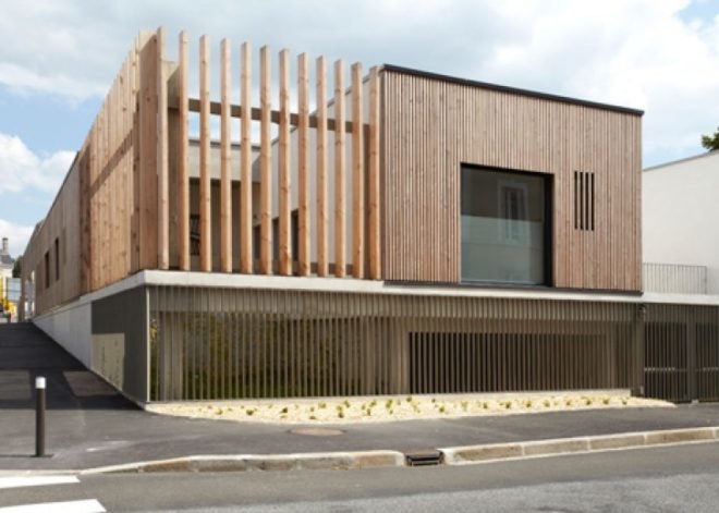 Topos Architecture, Mayenne, France, timber building materials, douglas fir,sustainble building materials, High Energy Performance, Certivéa certified buildings
