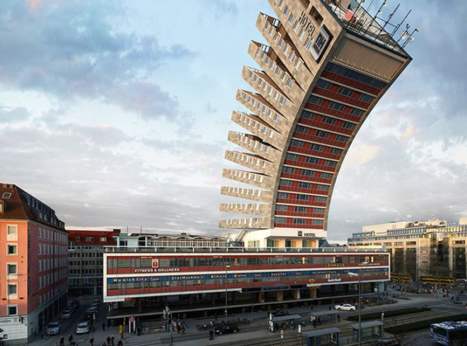 Víctor Enrich, NH Deutscher Kaiser hotel, NHDK, 88 different variations on one building, 3D manipulation of a 2D photograph, digital visualization, Munich architecture, 88 keys on a piano,