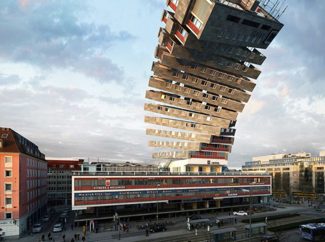 Víctor Enrich, NH Deutscher Kaiser hotel, NHDK, 88 different variations on one building, 3D manipulation of a 2D photograph, digital visualization, Munich architecture, 88 keys on a piano,