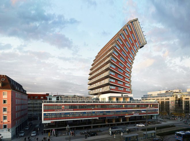 Víctor Enrich, NH Deutscher Kaiser hotel, NHDK, 88 different variations on one building, 3D manipulation of a 2D photograph, digital visualization, Munich architecture, 88 keys on a piano,