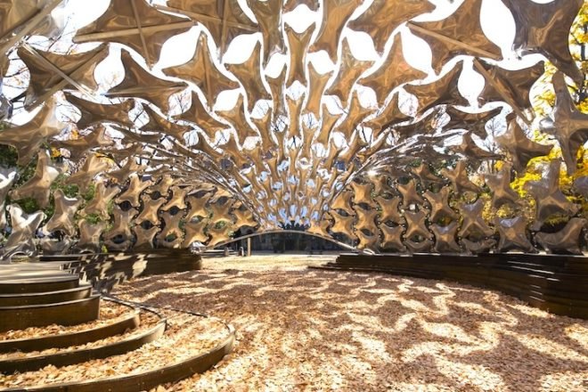 Ninety-Nine Failures Pavilion, kengo kuma, University of Tokyo, Digital Fabrication Lab, tensegrity, tensegrity pavilion, buckminster fuller, yusuke obuchi, grasshopper, kangaroo, prestressed cables