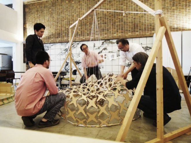 Ninety-Nine Failures Pavilion, kengo kuma, University of Tokyo, Digital Fabrication Lab, tensegrity, tensegrity pavilion, buckminster fuller, yusuke obuchi, grasshopper, kangaroo, prestressed cables