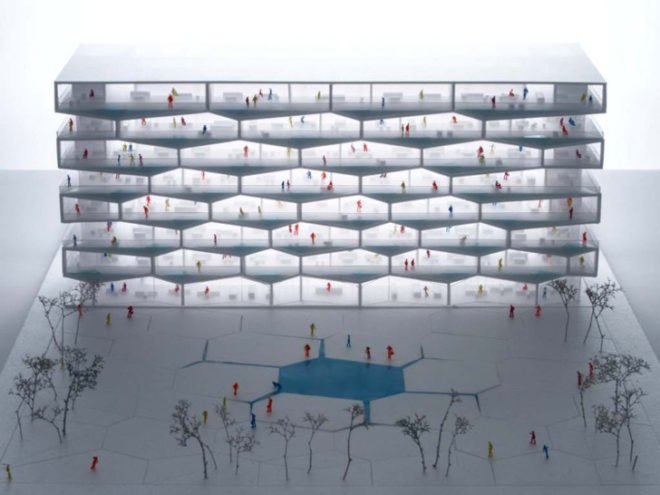 Albany resort Bahamas, BIG resort Bahamas, HKS resort Bahamas, Bjarke Ingels, MDA resort Bahamas, private pool on every balcony, hexagonal building, network of small creeks,