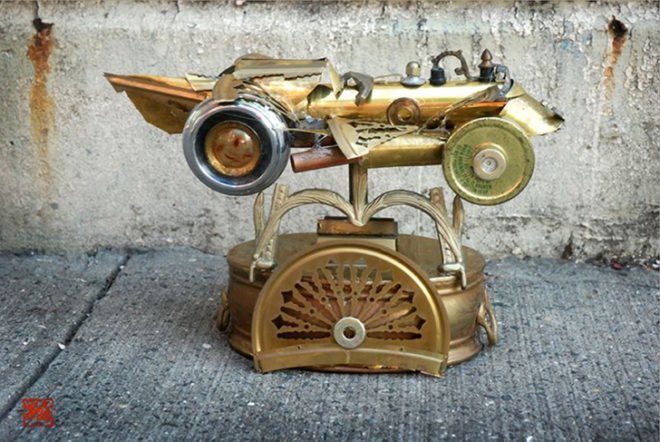 Staten Island, Chris Spollen, Ocean Breeze, Cromwell Avenue, wild turkeys, robots, steampunk, art, lawn decorations, Steam Powered Art Factory, Steampunk Art, Steampunk gallery, Jing Bao, Steampunk sculptures, Art, Art NYC, metal sculptures,