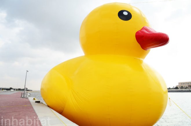 fake rubber duck, giant rubber duck, pirated rubber duck, cheap duck from China, stolen art, Abu Dhabi Sustainability Week, ADNEC, Abu Dhabi, oversized art projects, Florentijn Hofman, Reed Exhibitions, GeoWash fake duck in Dubai, copyright infringement, stolen art
