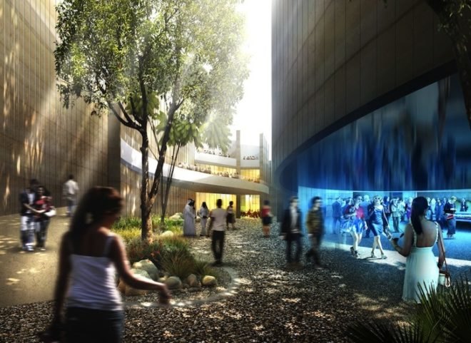 foster + partners, UAE pavilion, 2015 milan expo, LEED Platinum, photovoltaic cells, irrigation aqueduct, Emirati food, sustainable development, sand dunes