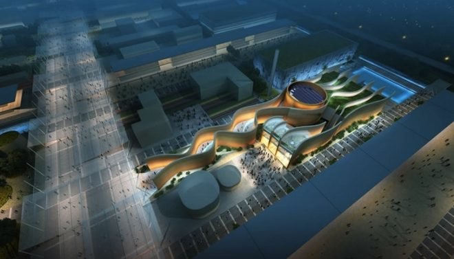 foster + partners, UAE pavilion, 2015 milan expo, LEED Platinum, photovoltaic cells, irrigation aqueduct, Emirati food, sustainable development, sand dunes