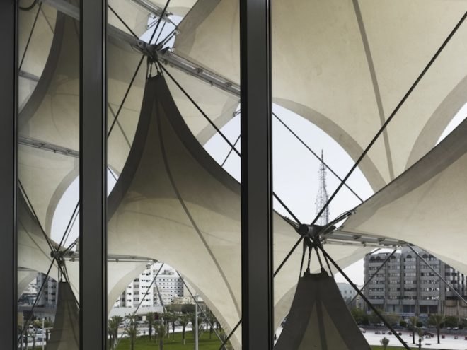 King Fahad National Library, sun shades, saudi arabia, riyadh, cultural center, library, Gerber Architekten, Teflon-coated fiberglass, sun protection, fabric façade