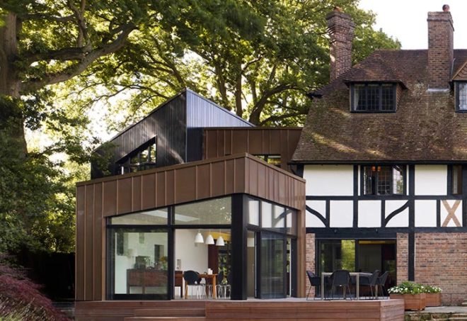 jerry tate architects, edwardian house renovation, hollin house, modern addition to historic home, daylighting, wood panel cladding, triple-pane windows, Hajom windows, energy efficient heating system, underfloor heating, monitoring energy consumption