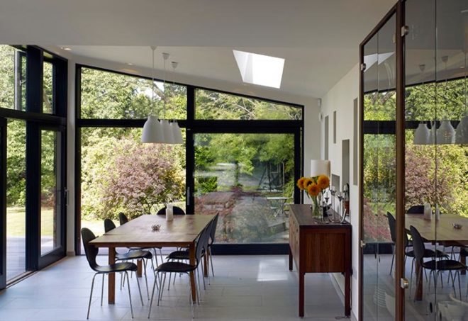 jerry tate architects, edwardian house renovation, hollin house, modern addition to historic home, daylighting, wood panel cladding, triple-pane windows, Hajom windows, energy efficient heating system, underfloor heating, monitoring energy consumption