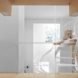 case house, Jun Igarashi Architects, loft house, open floor plan, japanese architecture, cuboid architecture, full height wall partitions, green wall, wooden loft, sapporo, mezzanine