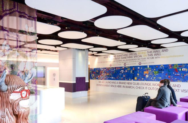 green design, eco design, sustainable design, YOTEL Club Lounge, LEGO Wall, LEGOs, Floyd Hayes, Midtown Hotels, Manhattan Hotels, New York Hotels