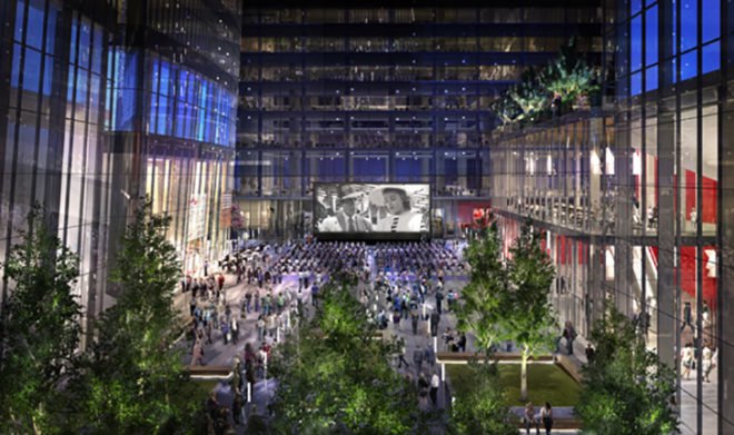 Manhattan West, Brookfield, Public Space, Manhattan West 65-story office tower, Manhattan West 60-story residential tower, 450 West 33rd Street, public plaza, pedestrian strip, pedestrian walkway, open space, public space, Dyre Avenue, Tenth Avenue, Public Spaces in Manhattan, community board 4