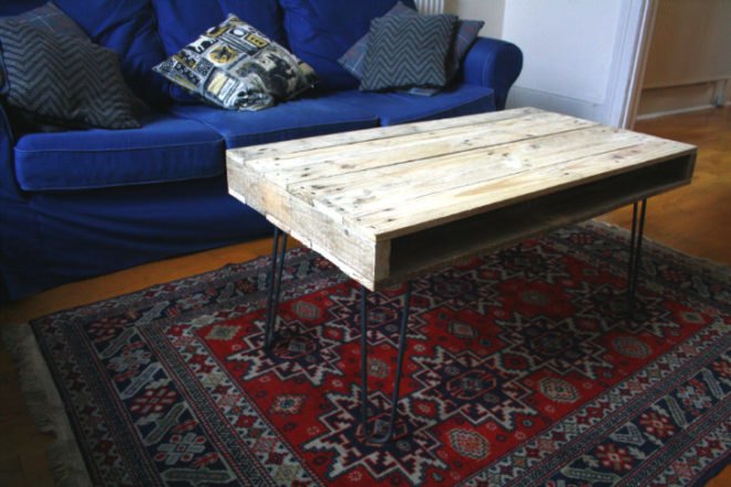 Pallet Furniture, Gas & Air Studios, shipping pallet, shipping pallet furniture, pallet coffee table, pallet table, guy burnett