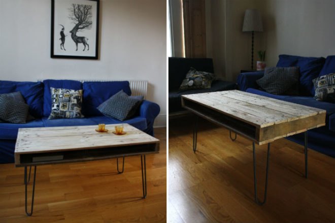 Pallet Furniture, Gas & Air Studios, shipping pallet, shipping pallet furniture, pallet coffee table, pallet table, guy burnett