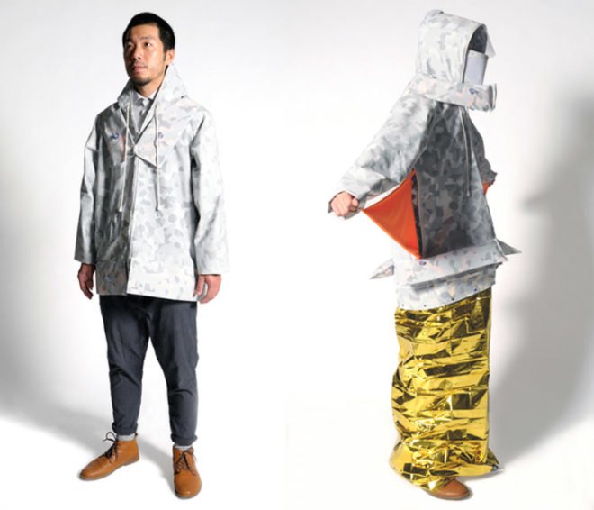 Marie-Elsa Batteux Flahault, on the edge jacket, survival jacket, apocalyptic well being, prepping for the end of the world, apocalypse preparations, survival clothing, end of the world design
