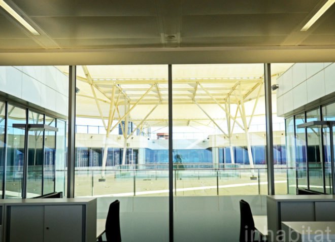 Siemens, Masdar City, LEED Platinum, Estidama, Sheppard Robson, green design, clean tech, energy efficiency, greenest office building in the Middle East, green buildings Middle East, Masdar, Abu Dhabi, green design, sustainable design, parametric analysis, external shading, fin shades, Middle East architecture, sustainability in the Middle East, Masdar buildings, new Masdar buildings, Masdar City partners