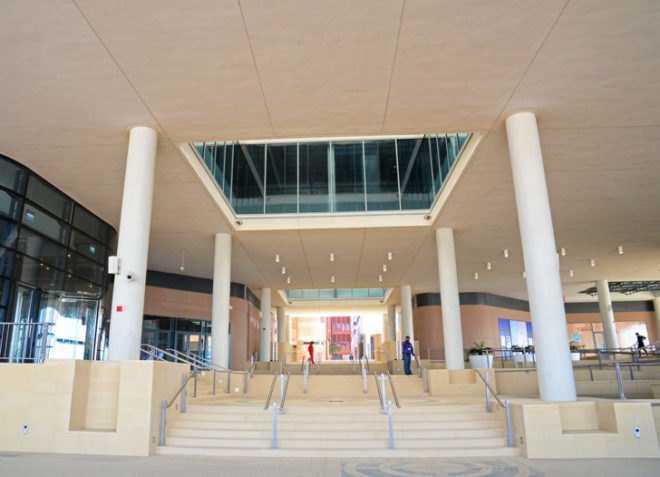 Siemens, Masdar City, LEED Platinum, Estidama, Sheppard Robson, green design, clean tech, energy efficiency, greenest office building in the Middle East, green buildings Middle East, Masdar, Abu Dhabi, green design, sustainable design, parametric analysis, external shading, fin shades, Middle East architecture, sustainability in the Middle East, Masdar buildings, new Masdar buildings, Masdar City partners