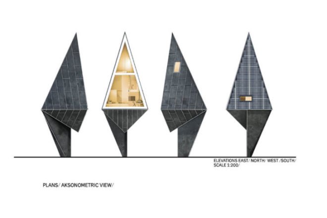Single Pole House, Konrad Wójcik, a-frame, cabin, minimal footprint, eco cabin, eco retreat,
