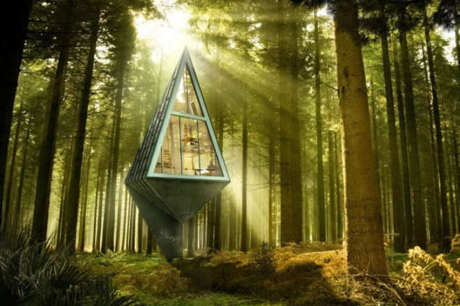 Single Pole House, Konrad Wójcik, a-frame, cabin, minimal footprint, eco cabin, eco retreat,