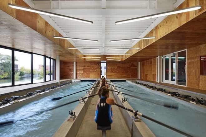studio gang architects, boathouse, chicago river, clark park, wms boathouse, rowing facility, sweep rowing, Rahm Emanuel, hicago Rowing Foundation, passive solar design