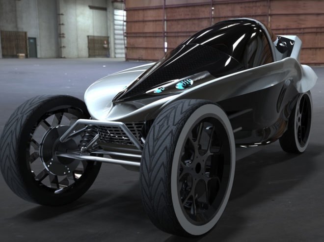 The Arrow, Electric Concept Vehicle, electric car design, Charles Bombardier, The Arrow cockpit, electric commuter vehicle, concept vehicle, tandem electric car, electric vehicles, improved EV range,