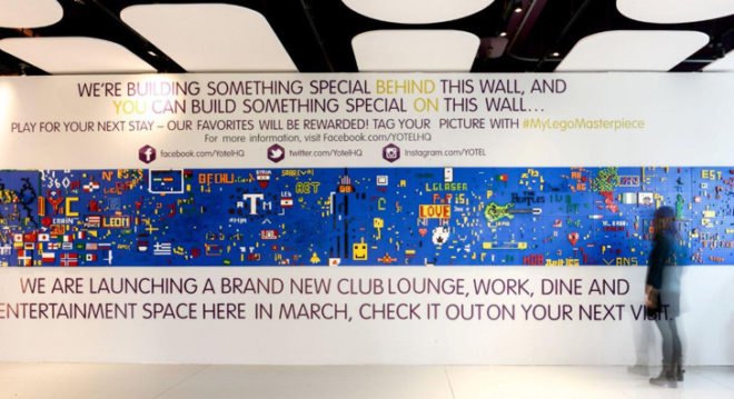 green design, eco design, sustainable design, YOTEL Club Lounge, LEGO Wall, LEGOs, Floyd Hayes, Midtown Hotels, Manhattan Hotels, New York Hotels