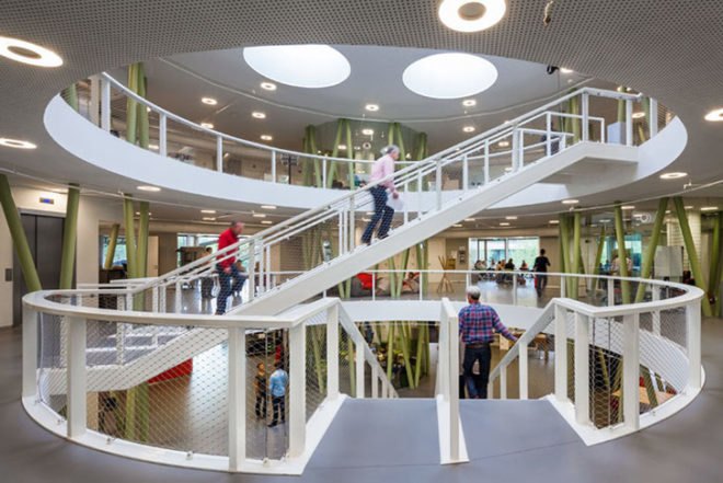 BDG Architects, Dutch design, Stoas Vilentum University, cylindrical architecture, Architecture, Daylighting, energy efficiency, green Interiors, round building,