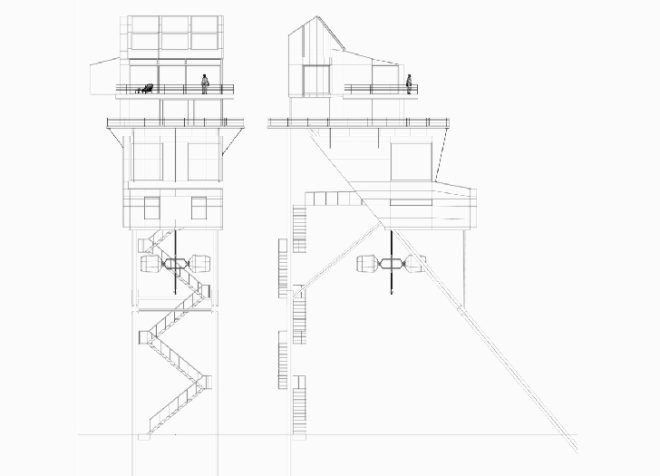 green design, eco design, sustainable design, Benoit Challand, Scottish Highlands, Le Corbusier, Santiago Calatrava, Self Sustaining home, wind turbine home, house on stilts