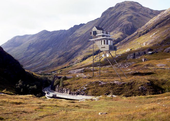 green design, eco design, sustainable design, Benoit Challand, Scottish Highlands, Le Corbusier, Santiago Calatrava, Self Sustaining home, wind turbine home, house on stilts