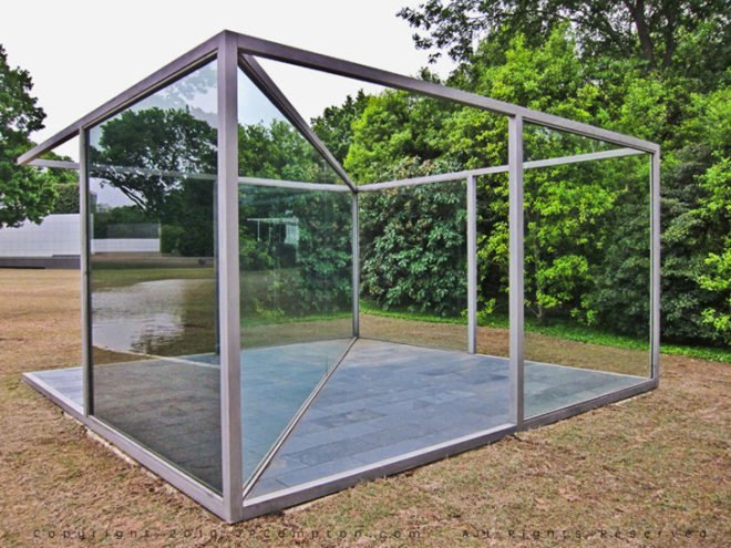 Dan Graham, Graham, Dan Graham Sculpture, sculpture, glass sculpture, installation art, glass installation, glass sculpture