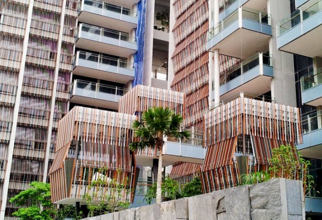 WOHA Architects, woha goodwood residences, singapore woha, singapore architecture, asian traditional textiles, green buildings, green architecture, green facades, natural lighting, treehouse design