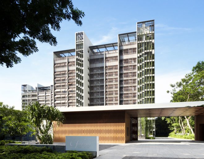 WOHA Architects, woha goodwood residences, singapore woha, singapore architecture, asian traditional textiles, green buildings, green architecture, green facades, natural lighting, treehouse design
