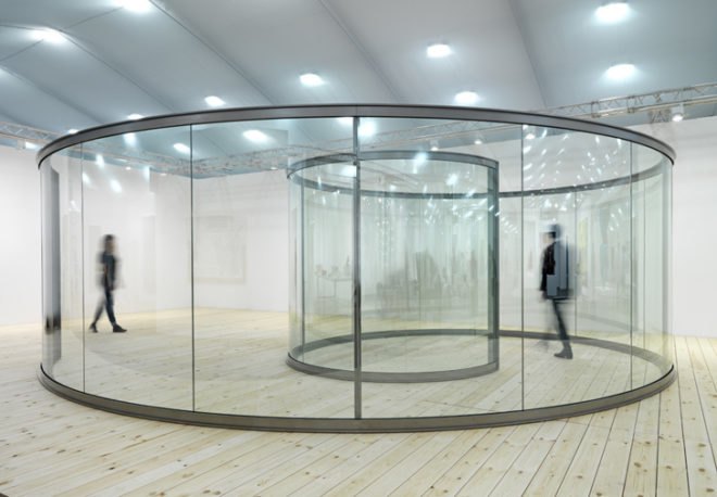 Dan Graham, Graham, Dan Graham Sculpture, sculpture, glass sculpture, installation art, glass installation, glass sculpture