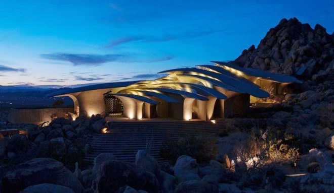 Kendrick Bangs Kellogg, Doolittle house Joshua Tree, Joshua Tree luxury homes, Mojave desert homes, California architecture, organic architecture, James Bond houses, Bond villain homes, John Vugrin, concrete homes California, desert houses