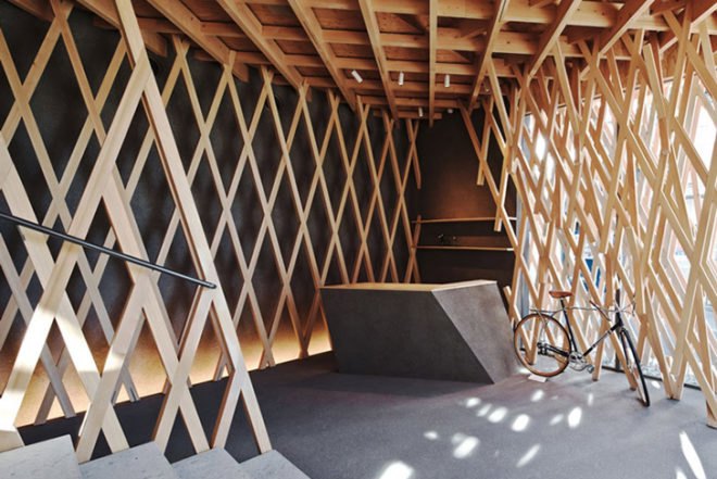 Kengo Kuma, wooden lattice, Sunny Hills, cake shop, Tokyo, Japanese architecture, sweet shop design, basket inspired, gallery, Architecture, Green Materials, green Interiors,