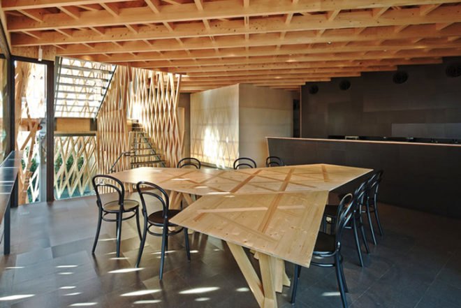 Kengo Kuma, wooden lattice, Sunny Hills, cake shop, Tokyo, Japanese architecture, sweet shop design, basket inspired, gallery, Architecture, Green Materials, green Interiors,