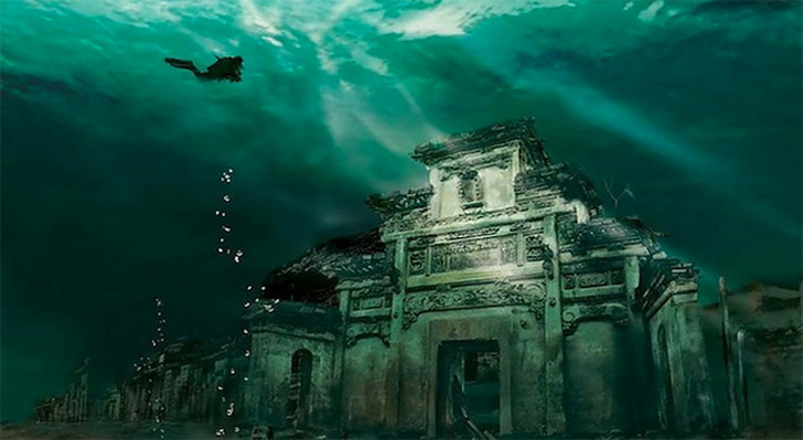 Lion City, Five Lion Mountain, Qiandao Lake Zhejiang, submerged city in China, China's Atlantis, flooded Chinese city, Qiandao lake hydroelectric station
