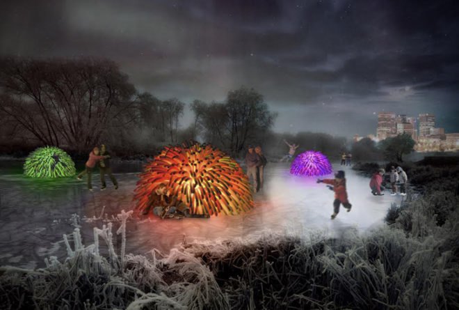 nuzzles warming huts, nuzzles raw design, warming huts competition, raw design, toronto architects, winnipeg warming huts, interactive objects, foam sculptures
